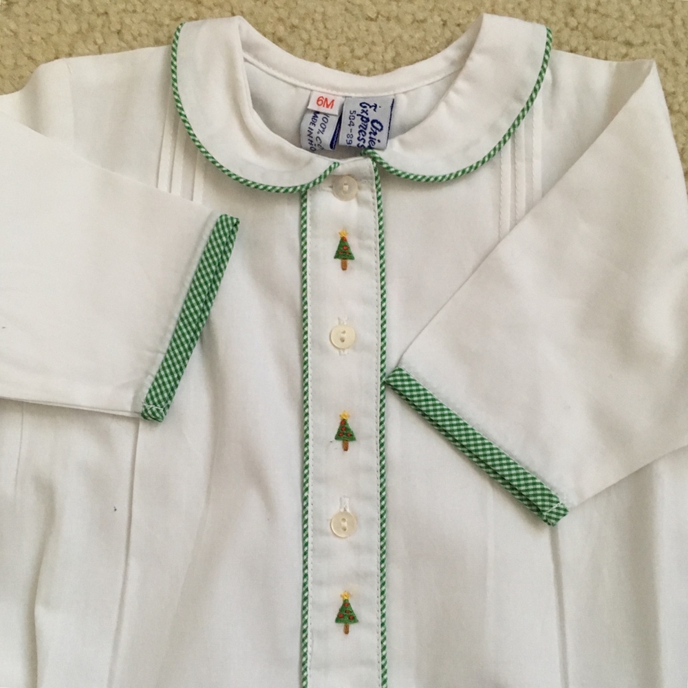 Pintucked Baby Boys Christmas Tree Day Gown 6m